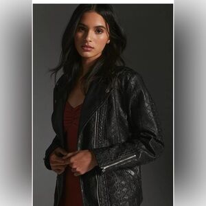 Anthropologie Black faux moto jacket size S